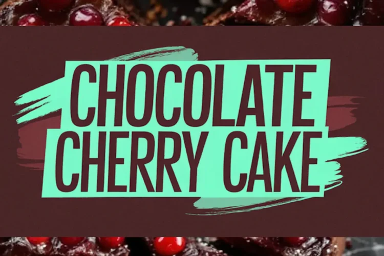 Collage of decadent chocolate cherry cake slices topped with glossy cherries, showcasing the rich chocolatey texture and vibrant red fruit.