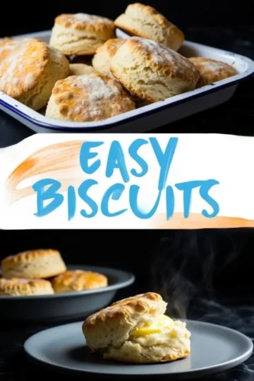 Freshly baked biscuits cooling in a vintage enamel tray, made from an easy biscuit recipe using cold butter for tender layers.