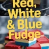 Stacked red, white, and blue fudge squares with clean, defined layers of red topping, white center, and bold blue base, styled on a dark background to highlight the festive colors, perfect for Independence Day dessert ideas.