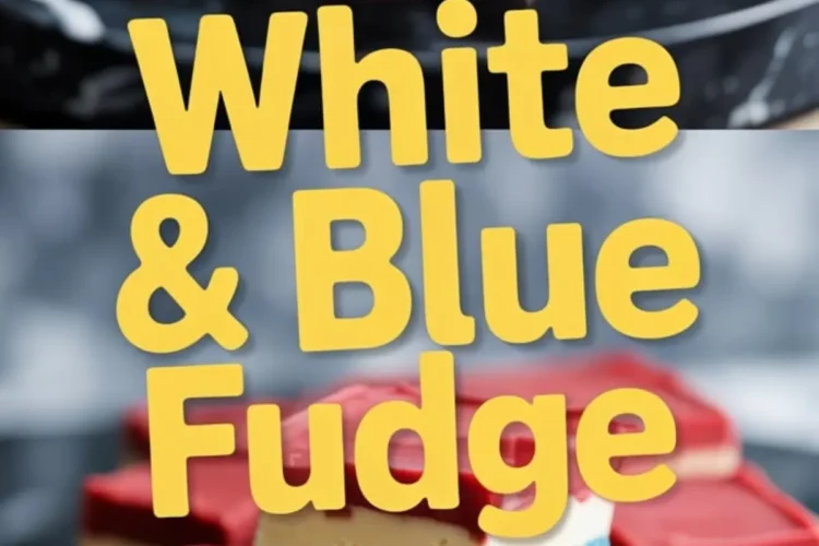 Stacked red, white, and blue fudge squares with clean, defined layers of red topping, white center, and bold blue base, styled on a dark background to highlight the festive colors, perfect for Independence Day dessert ideas.