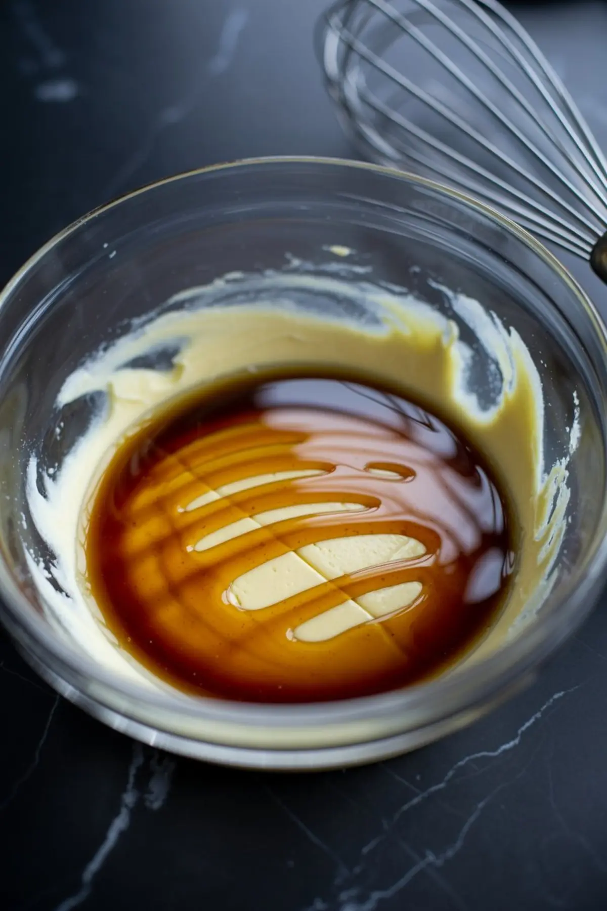Collage showing swirled maple butter topped with maple syrup and sea salt in a white ramekin, paired with slices of artisan bread, with bold text reading “Maple Butter.”