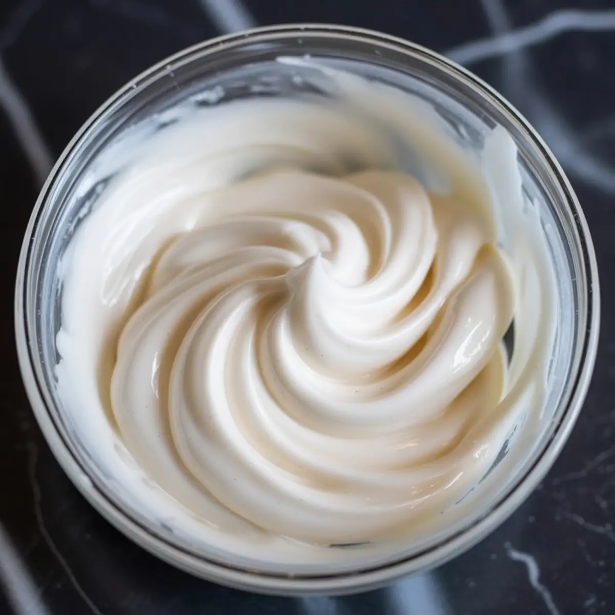 Thick and glossy homemade royal icing with soft peaks in a glass bowl, perfect for piping and decorating cookies.