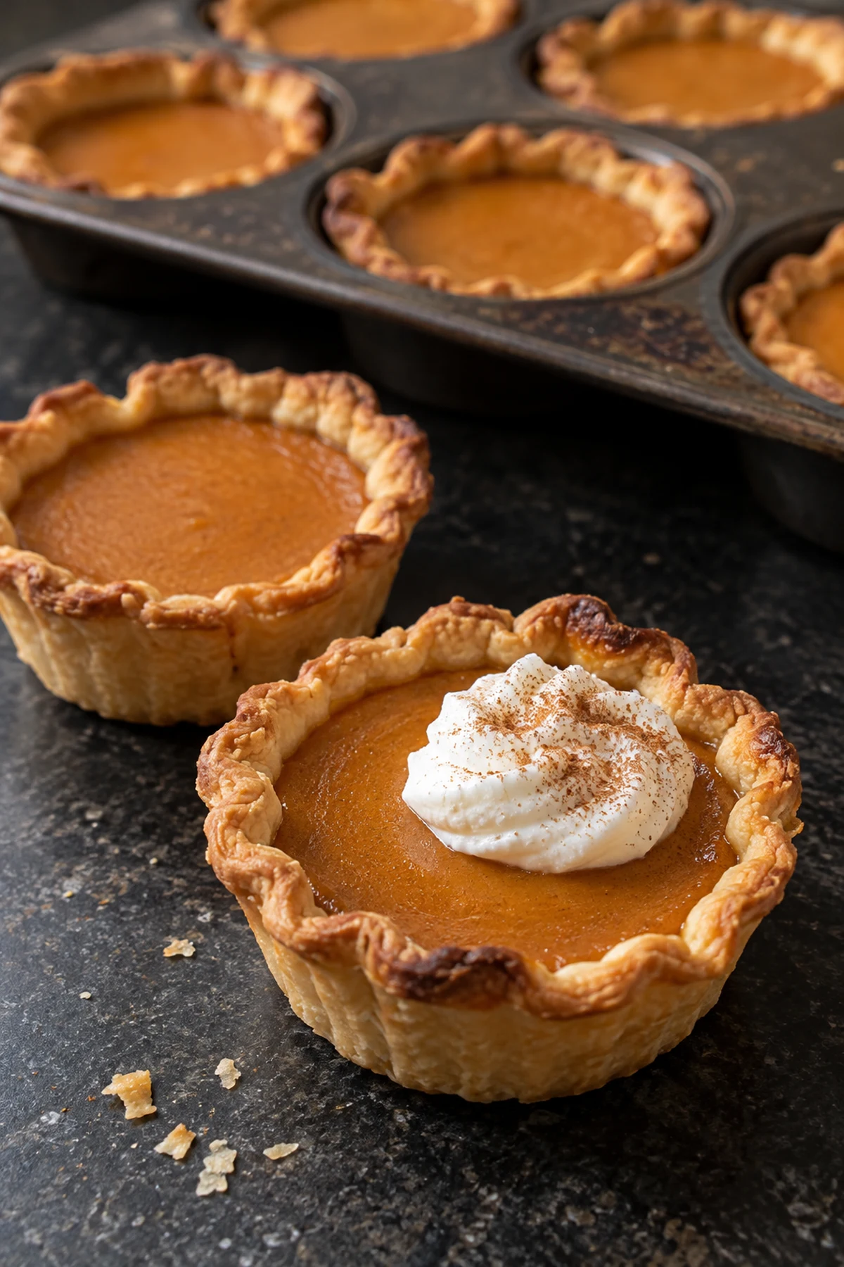 Mini Pumpkin Pies in a Muffin Tin (Flaky Crust, Silky Custard)