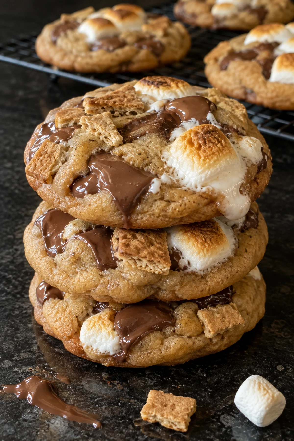S’mores Cookies with Toasted Marshmallow Tops